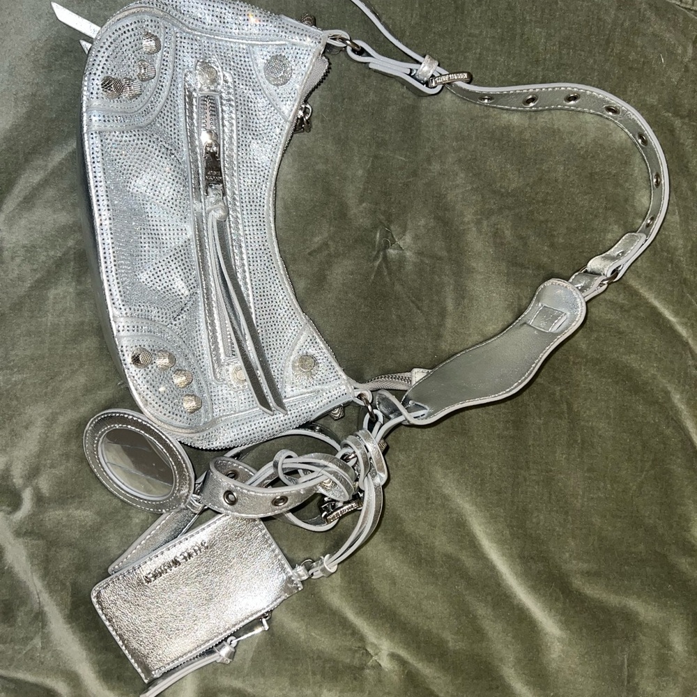 Steve Madden BGlowing bag- Silver Shoulder Bag with Studded Details